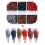 6Grids Black Nail Flakes Sequins Butterfly Hexagon Silk Line Winter Design Nail Art Decoration Paillette Manicure Tips GL1909-28