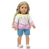 2020 New Fit 18 inch Baby New Born Doll Clothes Accessories White Powder Plaid 3 Piece Suit for American og Girl Dolls