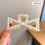 Back to school guide  Luxury Trendy Big Pearls Acrylic Hair Claw Clips Round Pearl  Makeup Hair Styling Barrettes for Women Hair Accessories