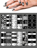 Xpoko 14Tips/Sheet Toe Nail Stickers Black And White Series Waterproof Fashion Toe Nail Wraps Nail Art Stickers