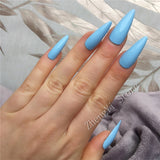 Dark Blue Tapered Press On Nails Almond Stiletto Midi False Nails With Glue Sticker Glossy Faux Ongles Artificial Nepnagels Tips