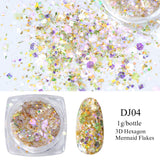 Sparkly Mirror Butterfly Sequin Nail Flakes Holographic Glitter Heart Star Aurora 3D Nail Paillette Decoration Design GLHB01-04