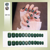 Bow Short Level False Nails Adhesive 3D Beautiful Stick-on Nails Artificial Square Jump Color Fake Nails with Design Z350