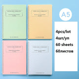 back to school Cute 4pcs/lot A5 Spiral notebook 60 sheets stationery notepad horizontal line for Office School Stationery Supplies