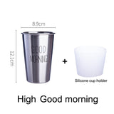 European Industrial Style 304 Stainless Steel Metal Beer Mug Large Mug Household Ins with Lid Nordic Style Mark Water Mug Cups