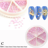 6 Grid/Wheel White Flower Pearl Nail Art Rhinestone Gems Decorations Mixed Mini Caviar Beads Jewelry Manicure Accessory GL1927