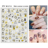 Merry Christmas 3D Nails Sticker Winter Cute Cartoon Sliders Snowflake Elk Xmas Tree Decal UV Gel Polisn Manicures Foils Decor