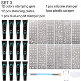 Nail Stamping Plates Kit Leaf Flower Letters Nail Stencils Varnish For Stamping Paint Gel Templates Manicure Set GLFB01-06-2