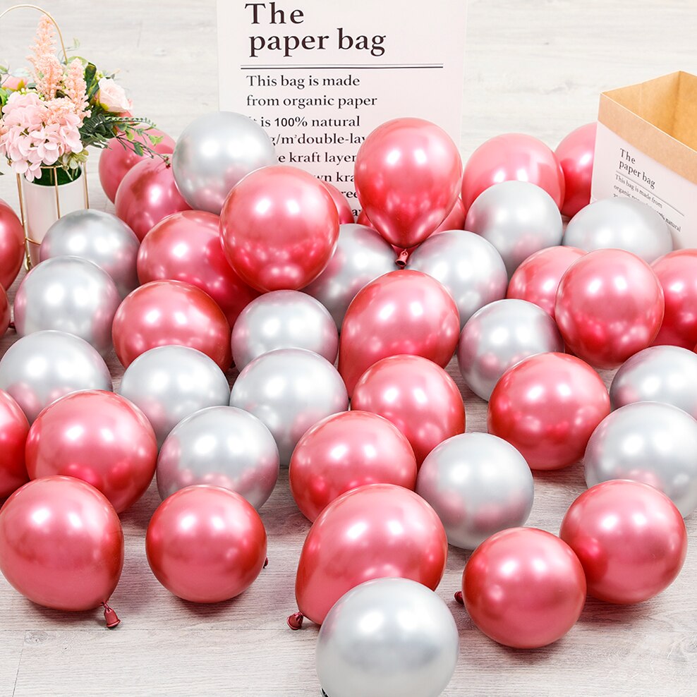 10PCS 5inch 10inch 12inch Gold Silver Metallic Latex Balloons Metal Chrome Balloon Wedding Decorations Birthday Party Supplies