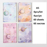 back to school Cute 4pcs/lot A5 Spiral notebook 60 sheets stationery notepad horizontal line for Office School Stationery Supplies