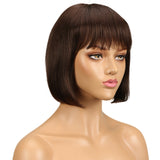 Short Colored Straight Bob Human Hair Wig With Bangs For Black Women Natural Glueless Brazilian Remy Blonde 613 Wavy Wigs