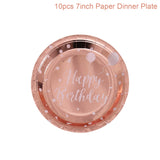 Happy Birthday Decorations Girls Rose Gold balloon Disposable Tableware Baby Shower One Year 1st Birthday Party Decorations