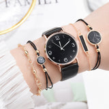 2021 Woman Watch Set 5 pcs Quartz Leather Female Wristwatches Simple Roman Ladies Watches Gift Casual relogio feminino