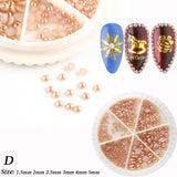 6 Grid/Wheel White Flower Pearl Nail Art Rhinestone Gems Decorations Mixed Mini Caviar Beads Jewelry Manicure Accessory GL1927