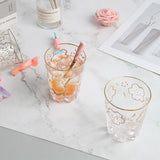 Creative Gold Sakura Cup Crystal Water Glass Transparent Drinking Glass Household Cup Fashion Set