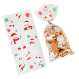 50pcs Santa Snowman Snowflake Printing Plastic Gift Packaging Pouches Christmas Party Bakery Cookies Snack Biscuit Candy Pouches