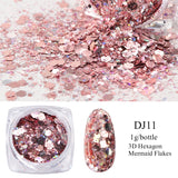 Sparkly Mirror Butterfly Sequin Nail Flakes Holographic Glitter Heart Star Aurora 3D Nail Paillette Decoration Design GLHB01-04