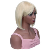 Short Colored Straight Bob Human Hair Wig With Bangs For Black Women Natural Glueless Brazilian Remy Blonde 613 Wavy Wigs