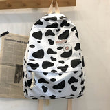 Trendy Cute Milk Cow Printing Women Backpack School Bag for Teenager Girls Fashion Rucksack Waterproof Travel Mochila