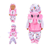 2021 New Born New Baby Fit 18 inch 43cm Doll Clothes Accessories 5-piece Rose Red Unicorn One-piece Dress For Baby Birthday Gift