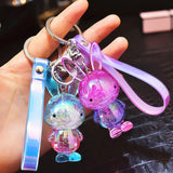 Back to School Korean Colorful Bunny Keychain Rabbit Crystal Acrylic Doll Pendant Car Key Chain Ring Girls Small Gifts Wholesale