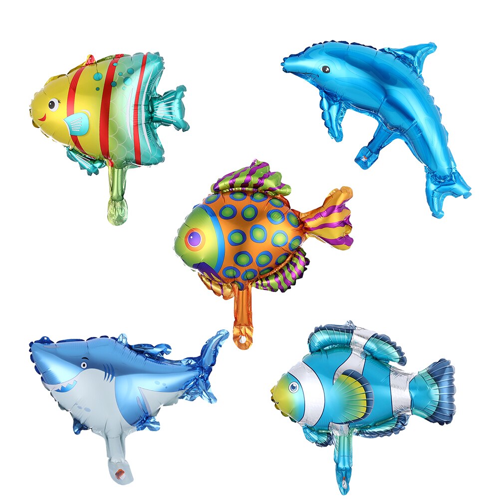 5pcs/lot mini size Hippocampus Octopus Fish Shark Foil Balloon Ocean Animal Theme Party Kids Gifts Birthday Party Decoration