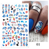 Merry Christmas 3D Nails Sticker Winter Cute Cartoon Sliders Snowflake Elk Xmas Tree Decal UV Gel Polisn Manicures Foils Decor