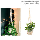 Xpoko Hanging Plant Handmade Macrame Plant Hanger Flower Pot Planter Hanger Wall Decor Courtyard Garden Hanging Planter Hanging Basket