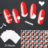 24 Styles French Manicure Nail Art Salon Tips Tape Stickers Decal Guide DIY Nails Art Stencil Template Decoration