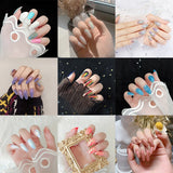 24pcs/set Aurora Shiny Fake Nails Detachable False Nail Pink Yellow Sharp French Nail Art Gradient Press On Nail Tips