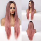 Long Straight Light Purple Synthetic Wigs for Women Girls Cosplay Party Lolita Hair Wigs with Bangs Heat Resistant Fiber