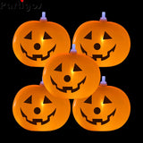 Xpoko 5Pcs Pumpkin LED Light Up Balloons LED Balloons Flashing Light Neon Party Supplies For Halloween Birthday Festival Decorations
