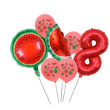 7pcs/lot Fruit Watermelon Summer Party Balloons Birthday Decoration 30inch Number Balloon Kids Baby Shower Decoration Globos