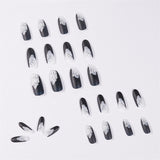 Reusable Glossy Ombre Gray Long Coffin Acrylic 24pcs Set with Glue Press on Fake Nails JP905