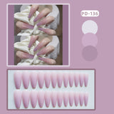 24pcs Gradient Cherry False Nails Tips Coffin Press On Nail with Butterfly Print Design Girl DIY Nail Patch Removable Fake Nails