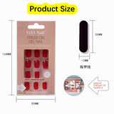 Xpoko Nails Art Fake Nail Tips False Press on Coffin with Glue Stick Designs Clear Display Short Set Full Cover Artificial Square Kiss