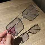 Fashion Transparent square sunglasses metal frame Women overize glasses Men Eyeglasses Frame nerd plain glasses clear shades