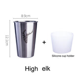 European Industrial Style 304 Stainless Steel Metal Beer Mug Large Mug Household Ins with Lid Nordic Style Mark Water Mug Cups