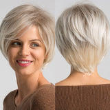 Short Bob Synthetic Wigs With Bangs Ombre Brown Blonde Wig For Women Afro Wigs Cosplay Party Daily Heat Resistant Fiber