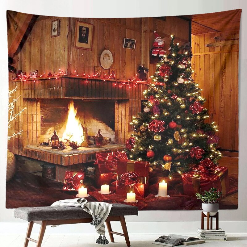 Xpoko Christmas New Year Tapestrywall Decoration Home Decoration Tapestry Santa Claus Wall Decor Christmas Treehanging Cloth