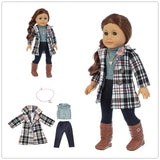 2020 New Fit 18 inch Baby New Born Doll Clothes Accessories White Powder Plaid 3 Piece Suit for American og Girl Dolls