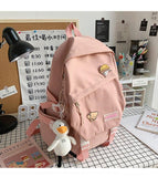 Xpoko Unisex waterproof large capacity teenagers girls nylon pink school bags women's travel shoulder bag high school backpacks-1