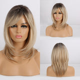 GEMMA Bob Wigs Ash Gray Platinum Synthetic Wig with Bangs for Black Women Short Wave Natural Daily Heat Resistant Cosplay Hair