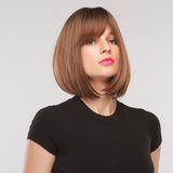 Synthetic Short Straight BOb Wigs with Bangs for Women Girls Natural Ombre Black Brown False Hair Heat Resistant Fiber