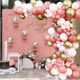 Xpoko 122 Pieces Of Retro Pink Balloon Garland Arch Set Metal Gold Light Pink Balloon Birthday Party Baby Shower Graduation Bachelor G