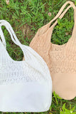 Xpoko 2024 New Fashion Bags Elegant HandbagHollow-out Crochet Knitted Tote Bag