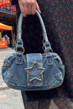 Xpoko 2024 New Fashion Bags Elegant HandbagPentagram Distressed Denim Underarm Bag