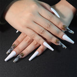 SM14220273 White Nails Press on XL Length Ballerina False Fingernails