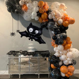 Xpoko 153Pcs Halloween Balloon Arch Garland Kit  Bat Spider Foil Balloons Orange Black Halloween Decorations Horror House Party Decor