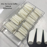 500pcs/box XXL Straight Square Extra Long Acrylic Nail Tips No C Curve Half Cover Artificial False Tip Nails Tool